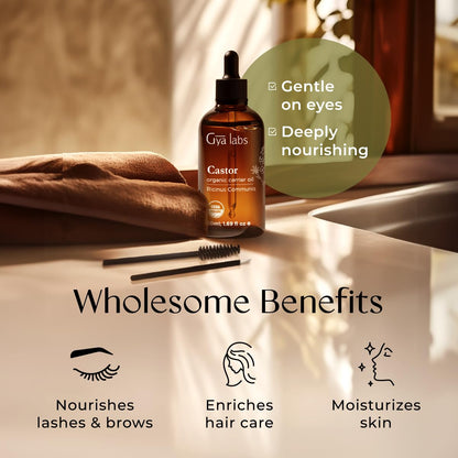 Gya Labs Castor Carrier Oil - 1.7 Fl Oz | For Hair, Skin, Face, Scalp & Body Massage