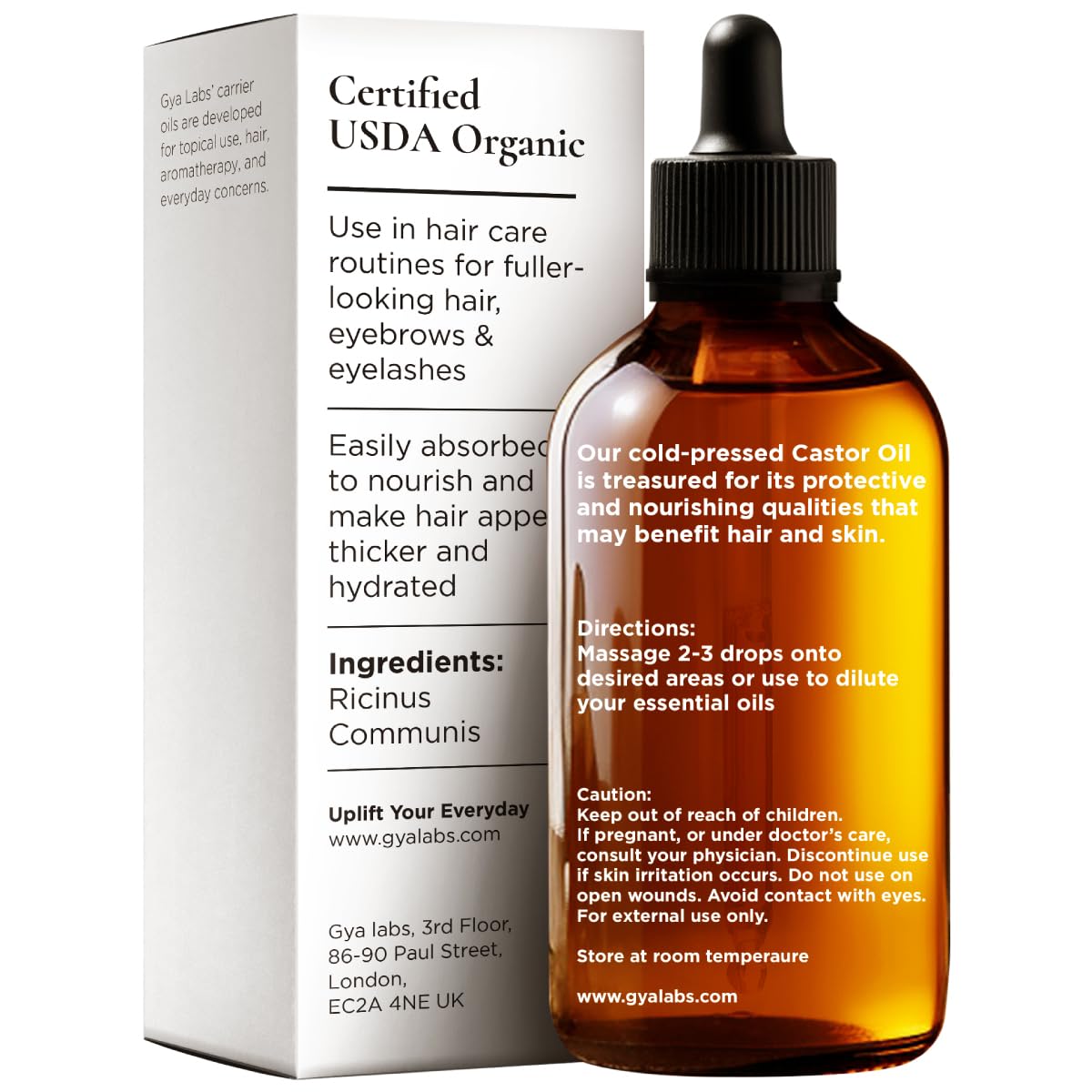 Gya Labs Castor Carrier Oil - 1.7 Fl Oz | For Hair, Skin, Face, Scalp & Body Massage