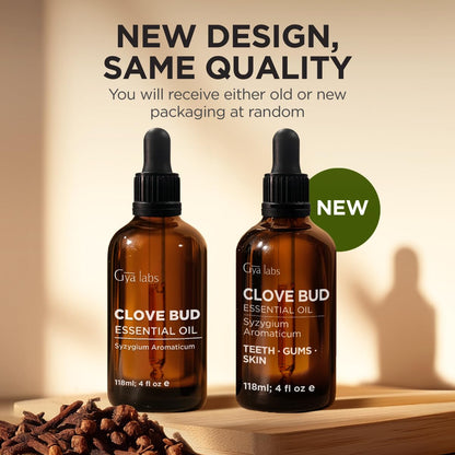 Gya Labs Clove Bud Essential Oil - 4 Fl Oz | 100% Pure Clove Bud Oil for Hair, Skin, Teeth & Gums, Diffuser & Candle Making