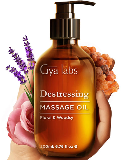 Gya Labs Destressing Massage Oil - 6.76 fl oz | Non-Greasy Sore Muscle Relief