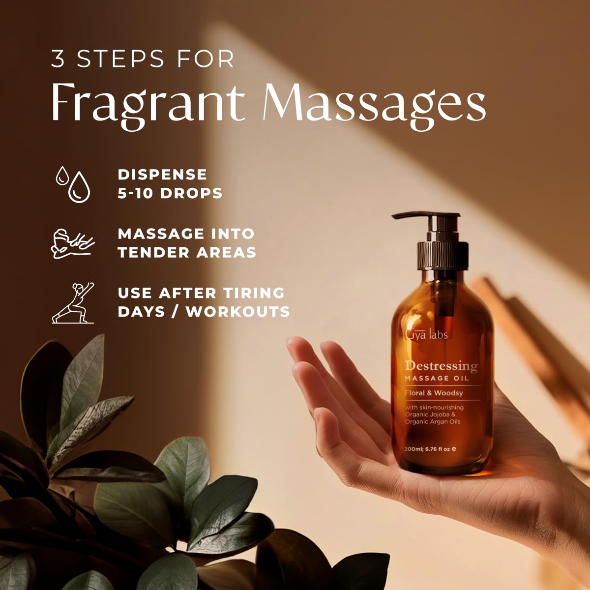 Gya Labs Destressing Massage Oil - 6.76 fl oz | Non-Greasy Sore Muscle Relief