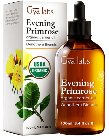 Gya Labs Evening Primrose Carrier Oil - 3.4 Fl Oz for Hair, Skin, Face & Massage