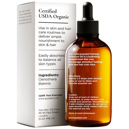 Gya Labs Evening Primrose Carrier Oil - 3.4 Fl Oz for Hair, Skin, Face & Massage