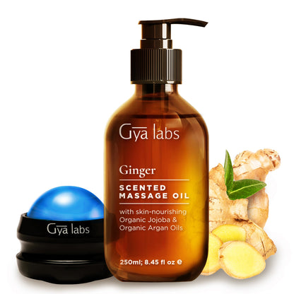 Gya Labs Ginger Massage Oil 8.45 oz – 100% Pure & Natural, Arnica & Vitamin E, Roller Ball