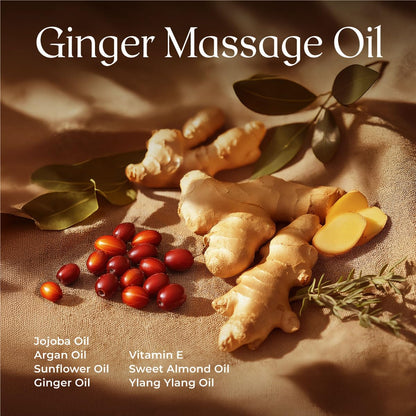 Gya Labs Ginger Massage Oil 8.45 oz – 100% Pure & Natural, Arnica & Vitamin E, Roller Ball