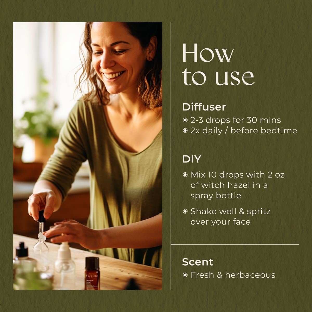 Gya Labs Headache Essential Oil Blend – Diffuser, Aromatherapy & DIY (0.34 Fl Oz)