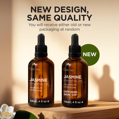 Gya Labs Jasmine Essential Oil - 4 Fl Oz | 100% Pure Jasmine Oil for Hair, Skin, Diffuser & DIY Candles