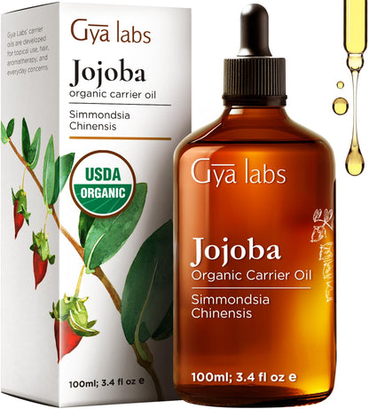 Gya Labs Jojoba Carrier Oil 3.4 fl oz – For Hair, Skin, Face & Body Massage