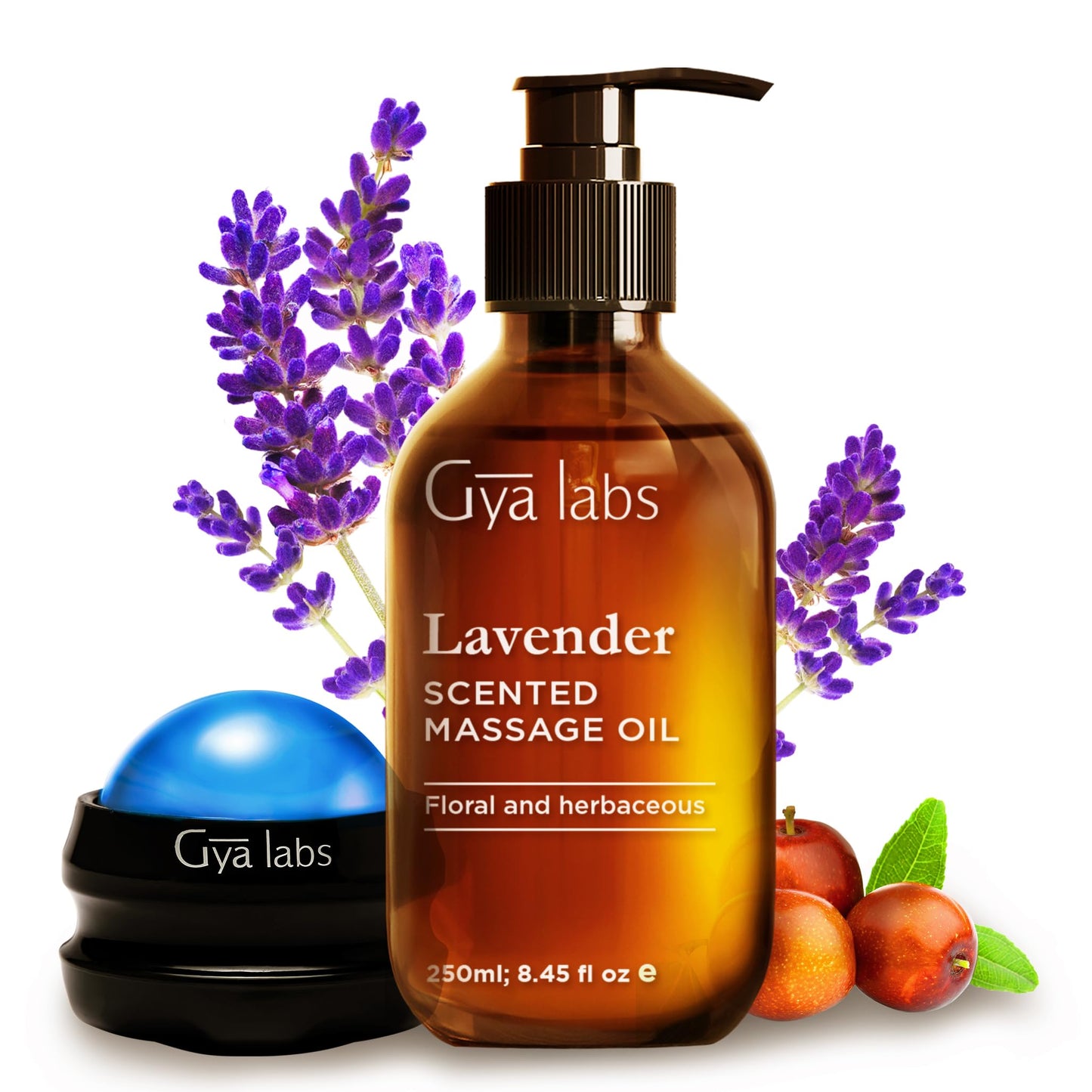 Gya Labs Lavender Relaxation Massage Oil with Roller Ball - 8.45 oz