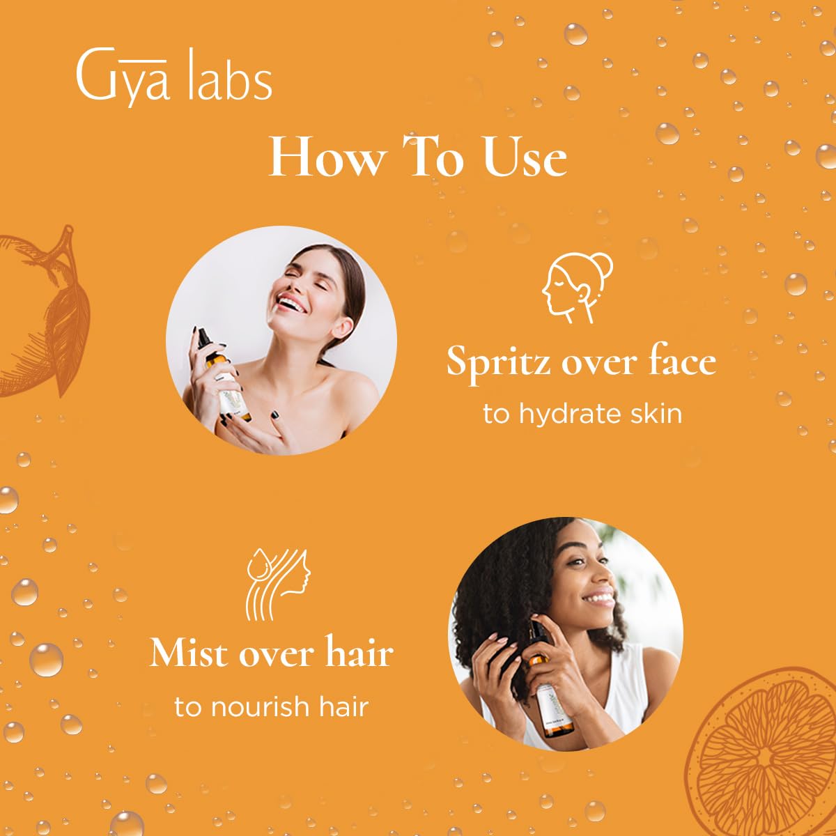 Gya Labs Orange Blossom Hydrosol – 3.4 Fl Oz | Face & Body Mist, Hair Refresher, Pillow & Linen Spray