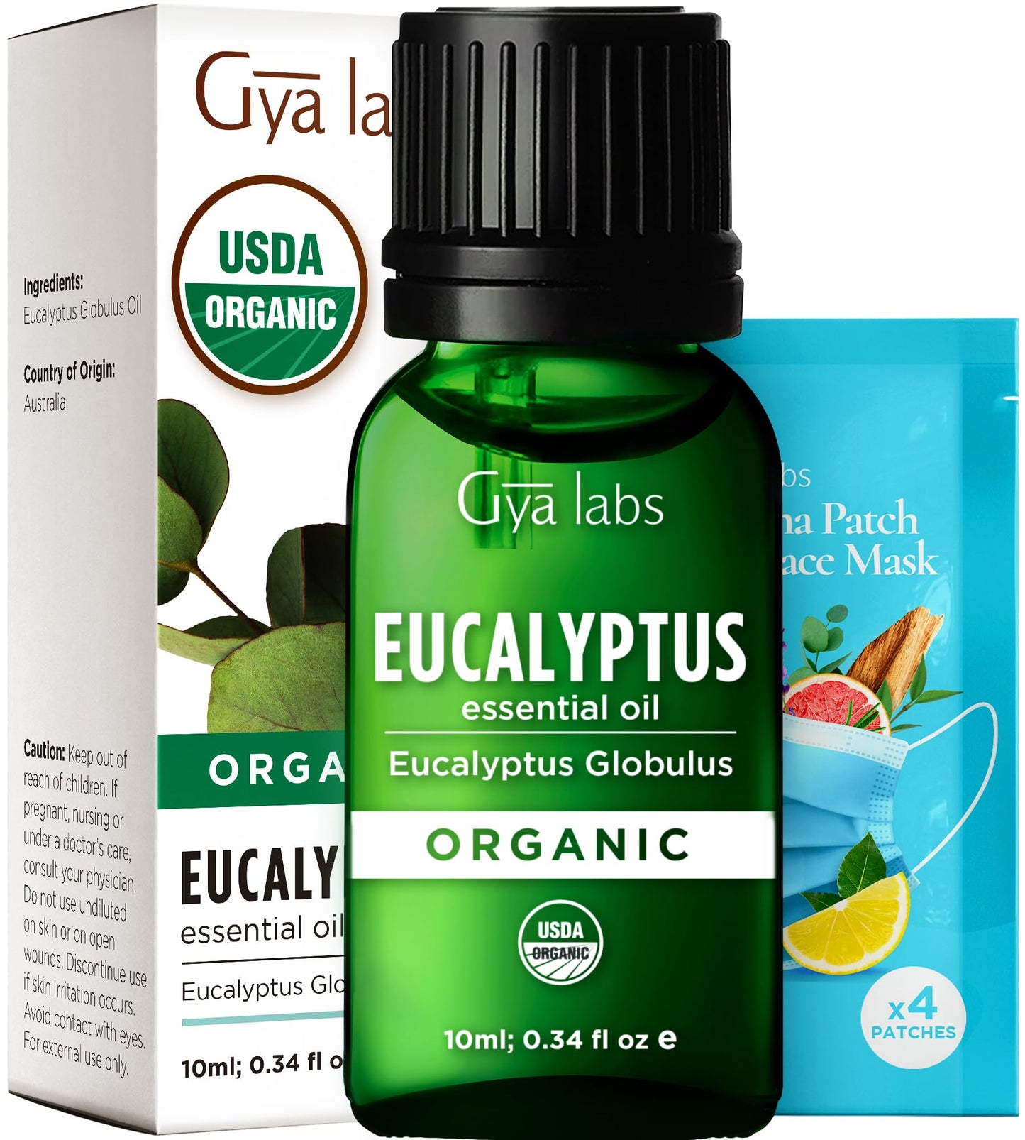 Gya Labs Organic Eucalyptus Essential Oil 0.34 fl oz – Skin, Hair, Diffuser