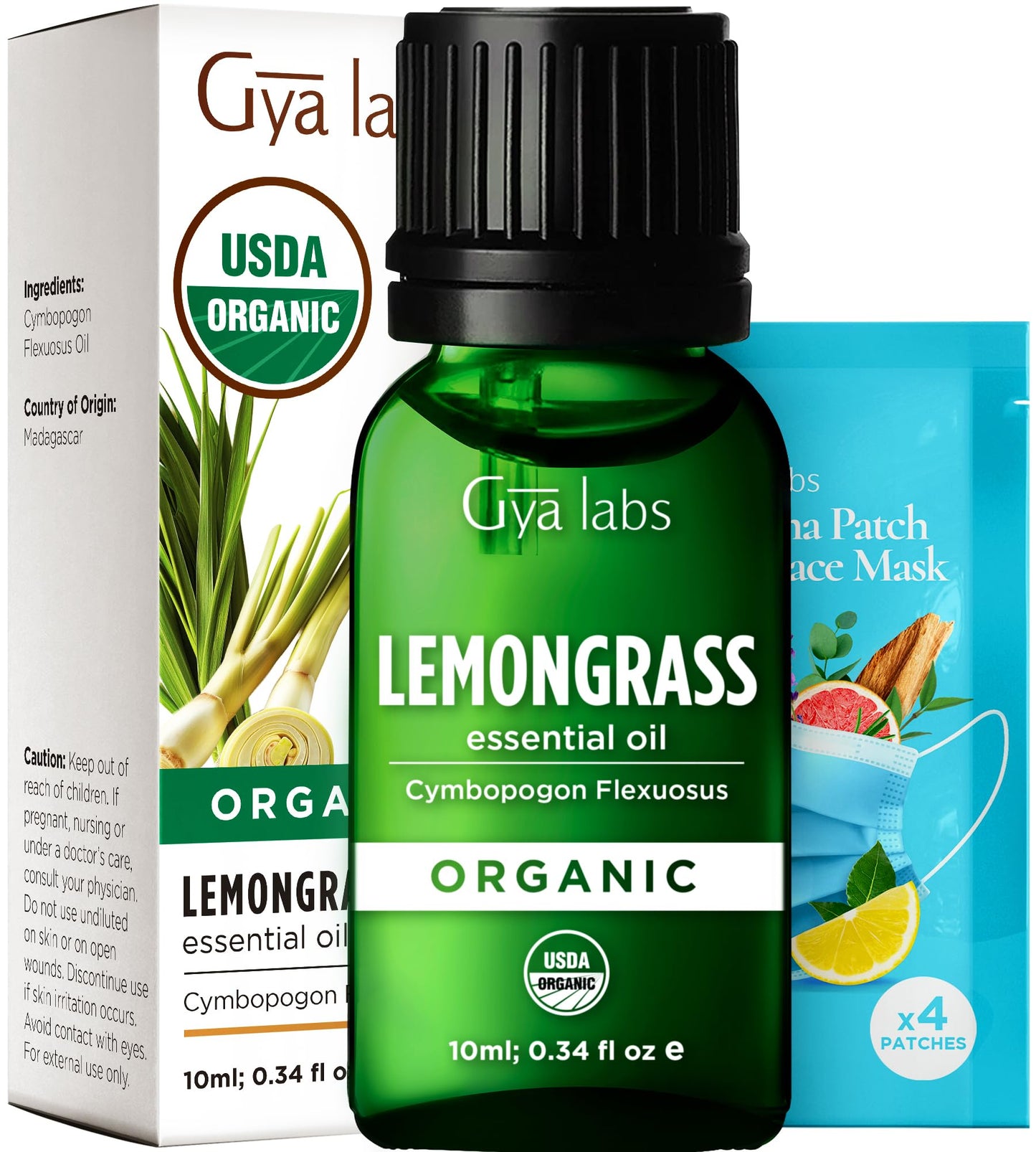 Gya Labs Organic Lemongrass Essential Oil - 0.34 oz | Diffuser, Skin, Hair