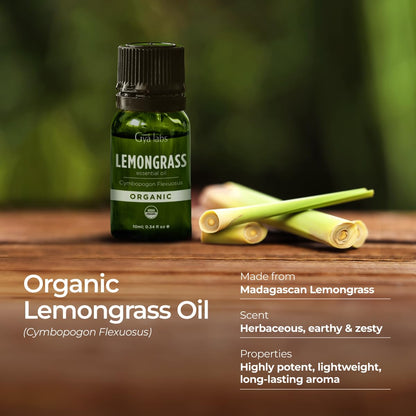 Gya Labs Organic Lemongrass Essential Oil - 0.34 oz | Diffuser, Skin, Hair