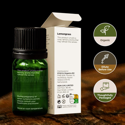 Gya Labs Organic Lemongrass Essential Oil - 0.34 oz | Diffuser, Skin, Hair
