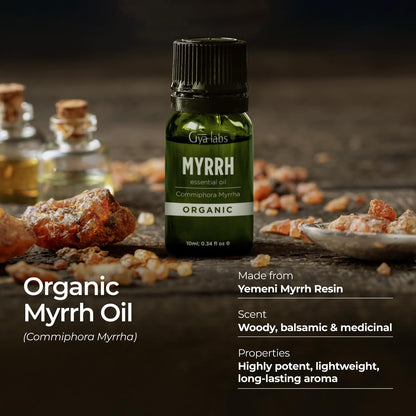 Gya Labs Organic Myrrh Essential Oil - 0.34 fl oz | Skin, Hair, Diffuser, Aromatherapy & DIY Candle Making Scents