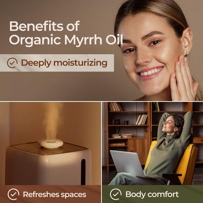 Gya Labs Organic Myrrh Essential Oil - 0.34 fl oz | Skin, Hair, Diffuser, Aromatherapy & DIY Candle Making Scents