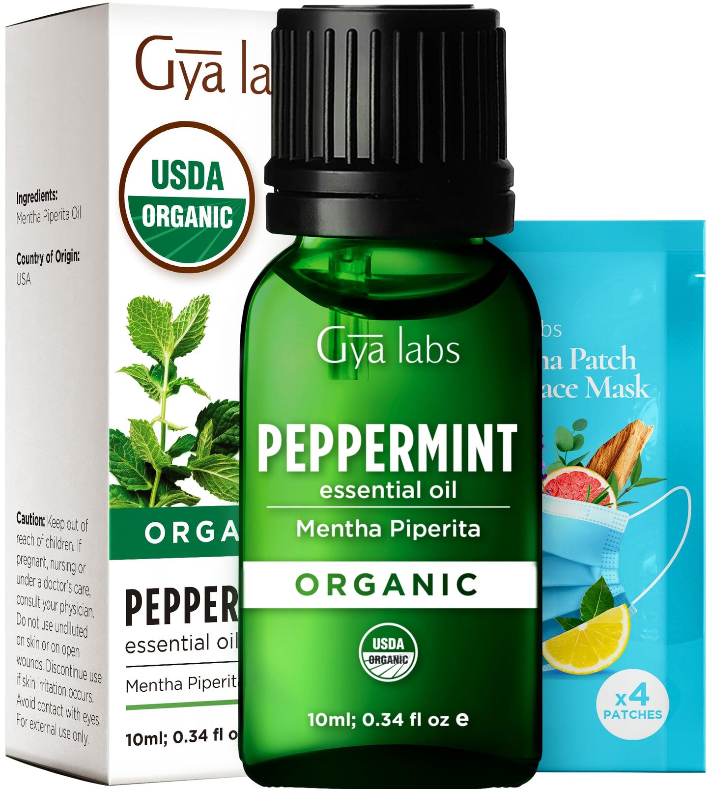 Gya Labs Organic Peppermint Essential Oil - 0.34 fl oz | Diffuser, Skin, Hair, Aromatherapy