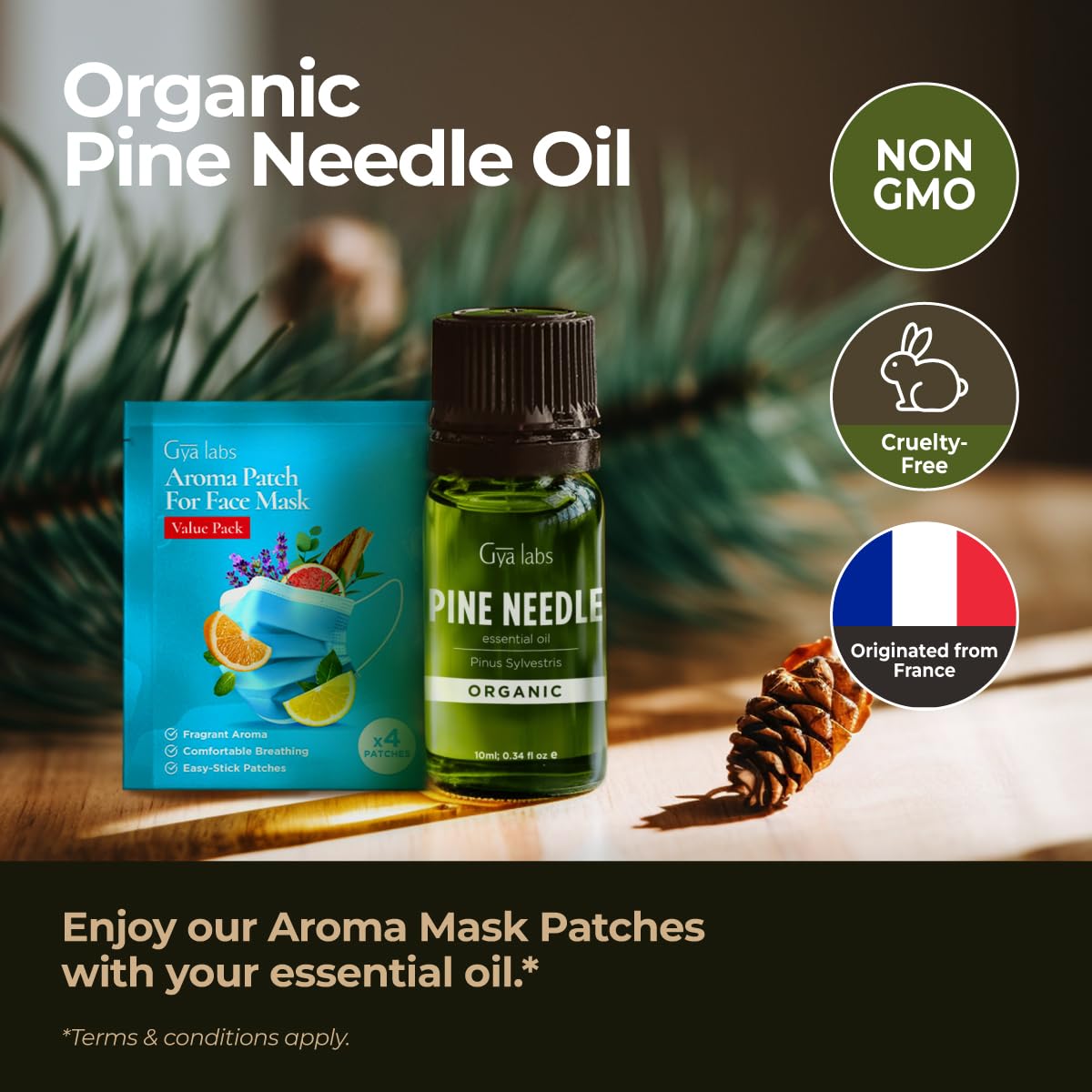 Gya Labs Organic Pine Needle Essential Oil – 0.34 fl oz | Diffuser, Skin, Hair, DIY Candle Making