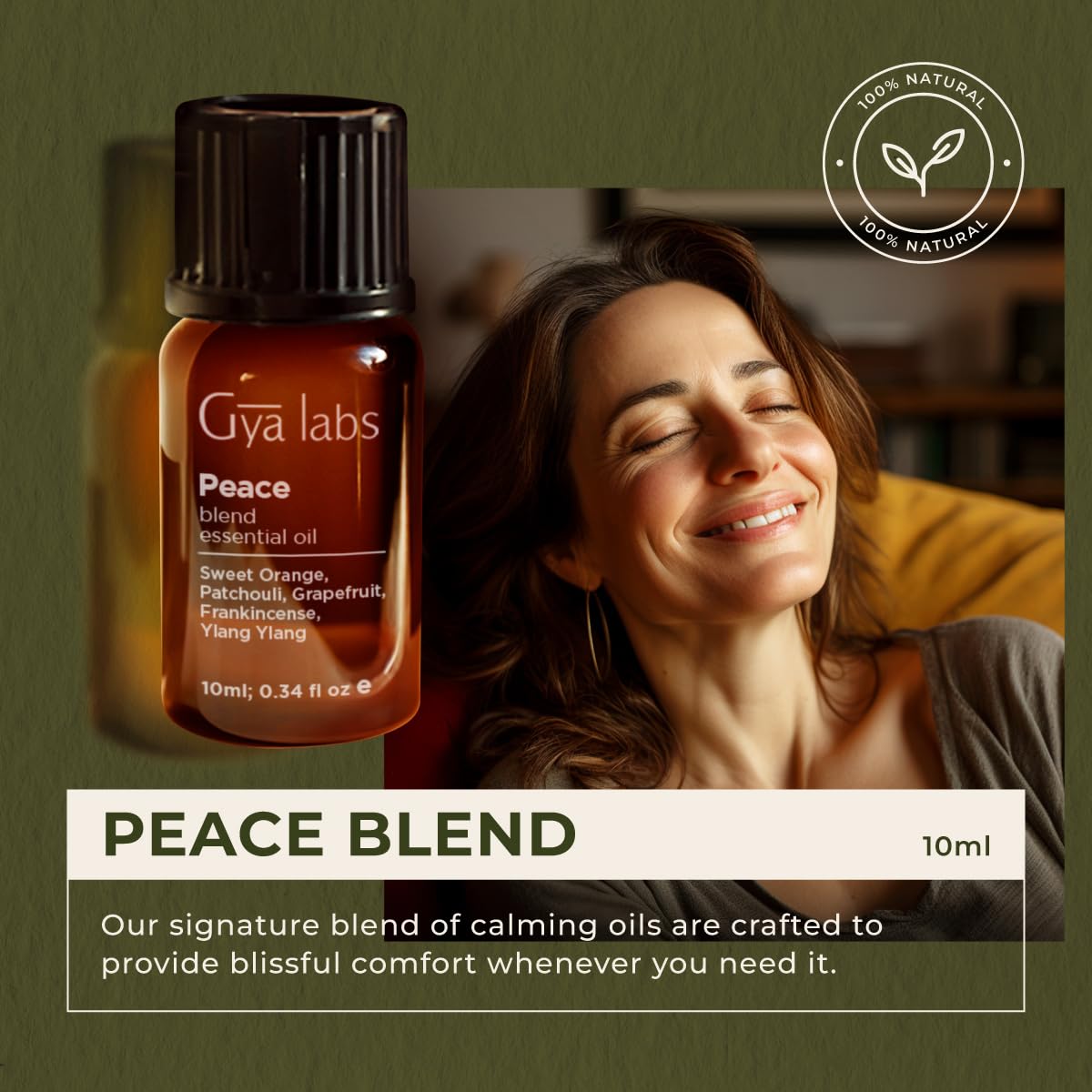 Gya Labs Peace Essential Oil Blend - Diffuser & DIY (Frankincense, Grapefruit, Patchouli)