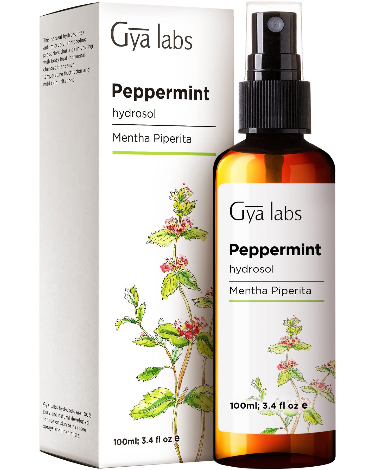 Gya Labs Peppermint Hydrosol – 3.4 fl oz | Face & Body Mist, Pillow & Linen Spray