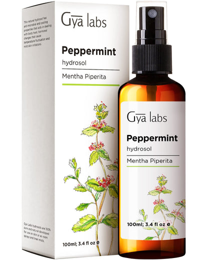 Gya Labs Peppermint Hydrosol – 3.4 fl oz | Face & Body Mist, Pillow & Linen Spray