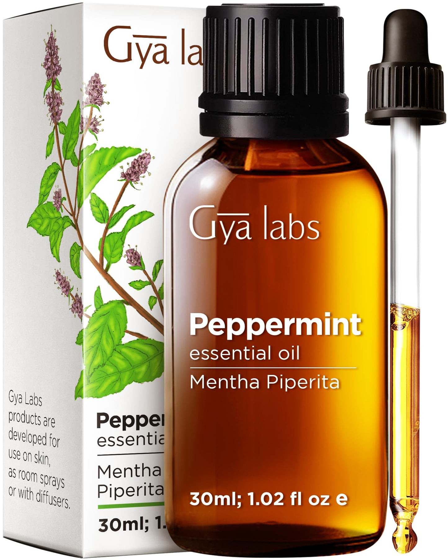 Gya Labs Peppermint Essential Oil 1.02 fl oz – 100% Pure for Hair, Skin, Teeth, Gums, Diffuser & DIY Candles