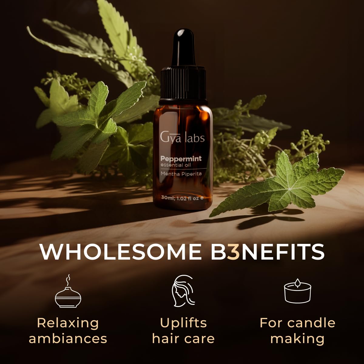 Gya Labs Peppermint Essential Oil 1.02 fl oz – 100% Pure for Hair, Skin, Teeth, Gums, Diffuser & DIY Candles