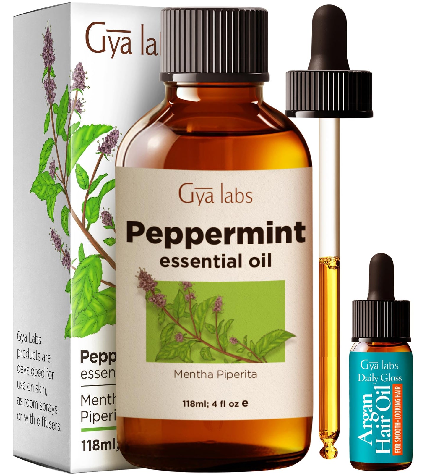 Gya Labs Peppermint Essential Oil for Hair – 4 Fl Oz | Premium Diffuser & Aromatherapy