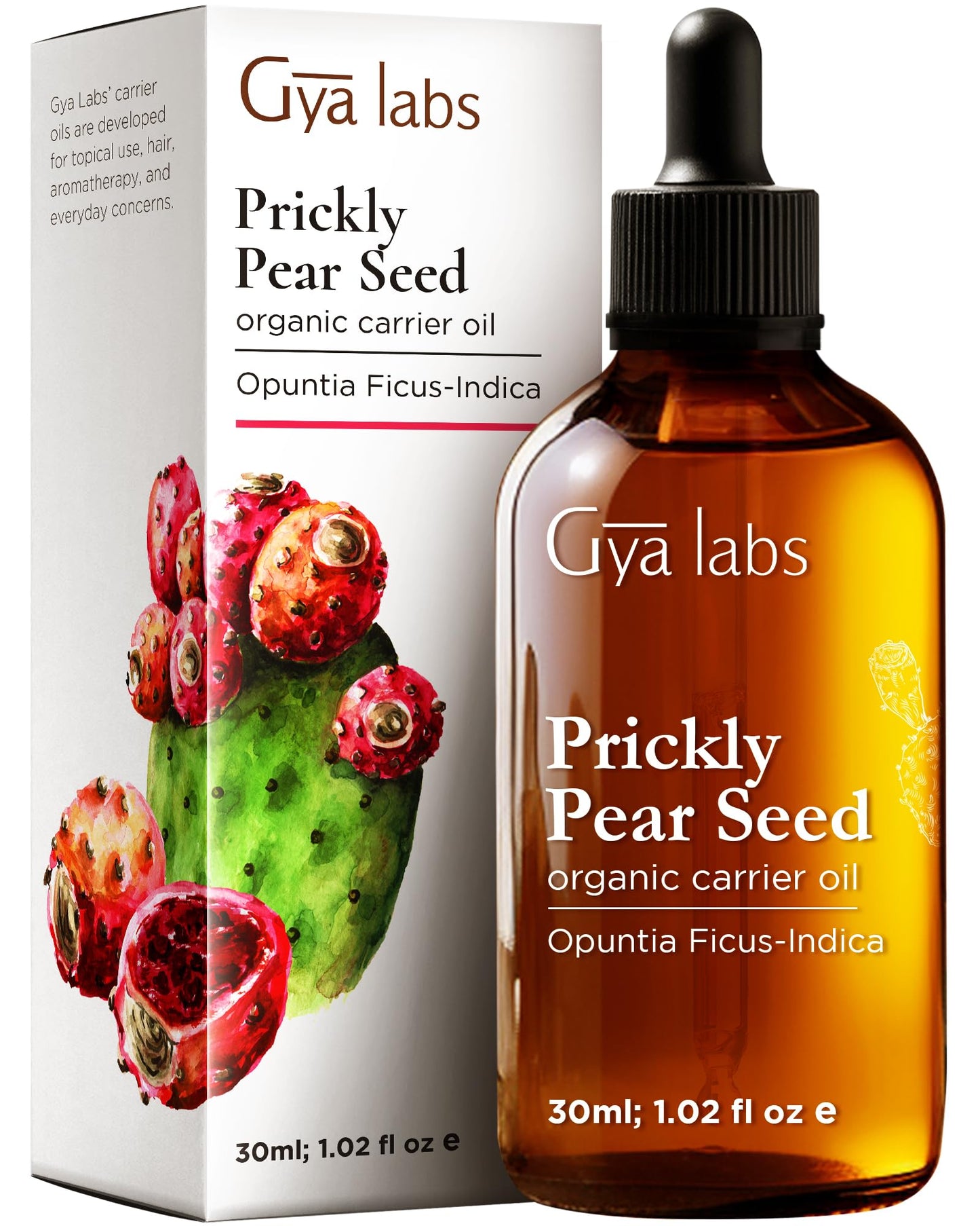 Gya Labs Prickly Pear Seed Carrier Oil - 1 Fl Oz - for Hair, Skin, Face, Scalp & Body Massage