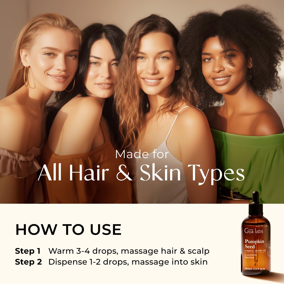 Gya Labs Pumpkin Seed Carrier Oil 3.4 oz | Hair, Skin & Scalp
