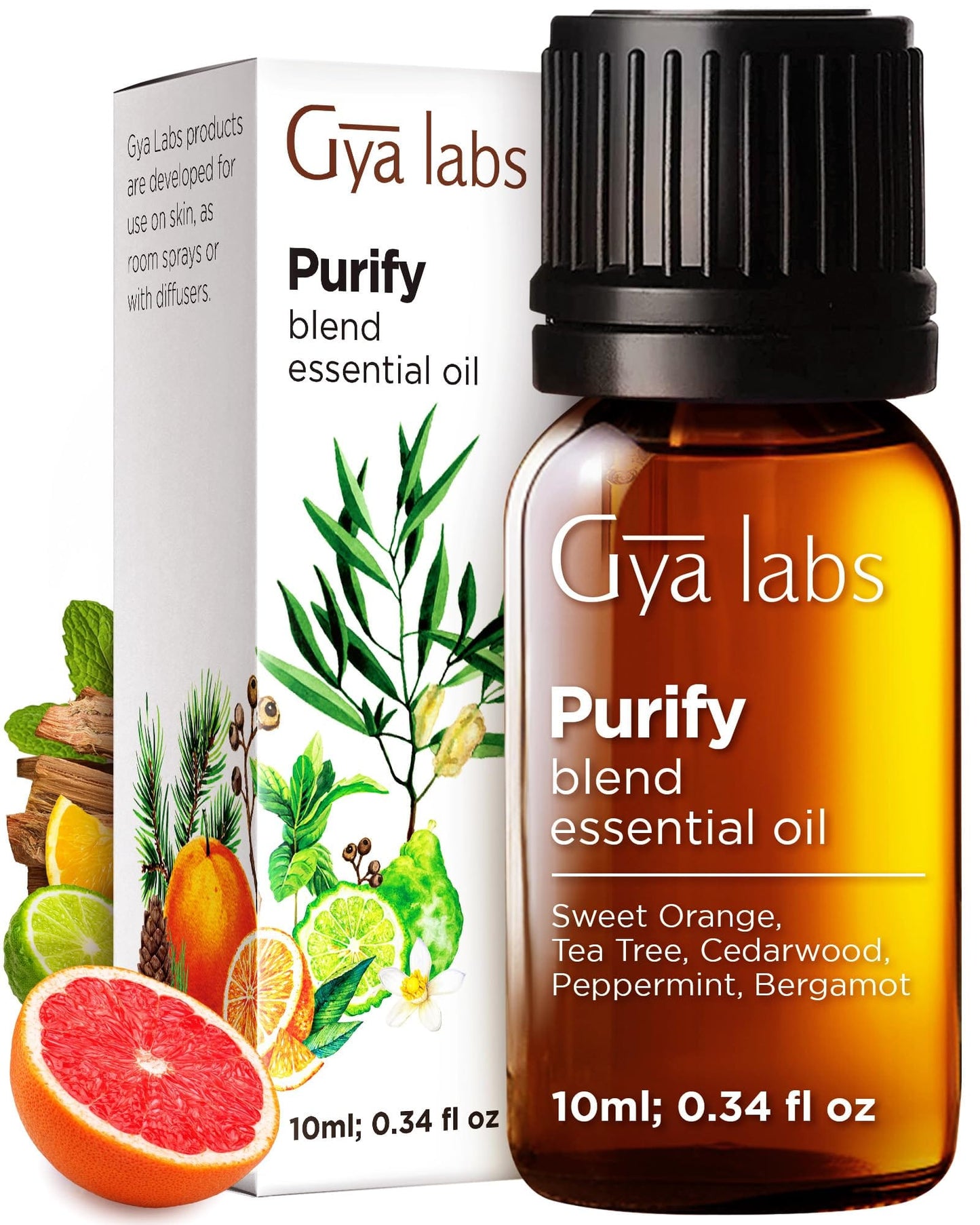 Gya Labs Purify Essential Oil Blend for Diffuser & Skin - Fresh & Cleansing Scent for Aromatherapy, Air Freshener (0.34 fl oz)