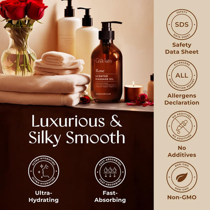 Gya Labs Rose Massage Oil – 6.76 fl oz | Non-Greasy, Relaxation & All Skin Types