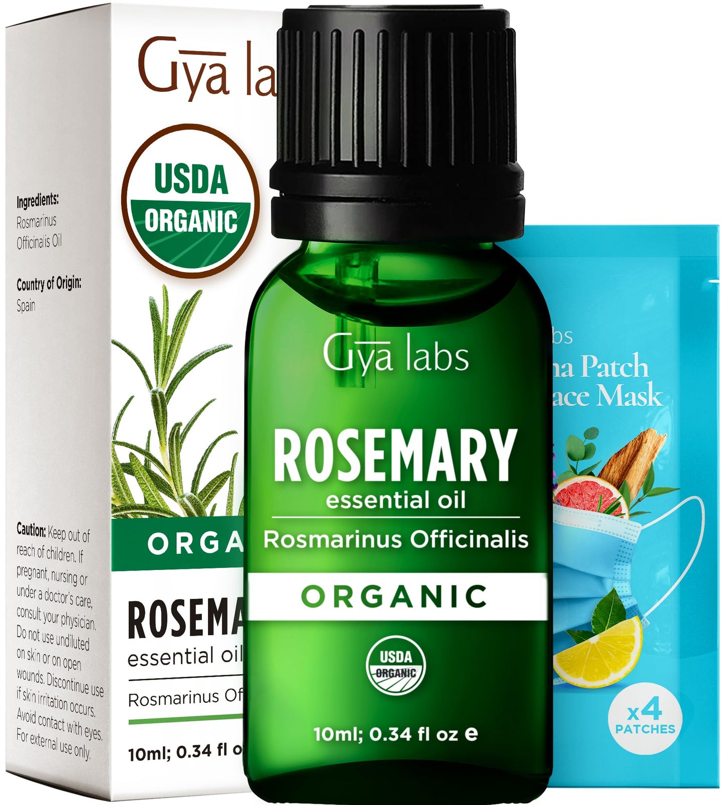 Gya Labs Organic Rosemary Essential Oil 0.34 Fl Oz - Hair, Skin, Diffuser