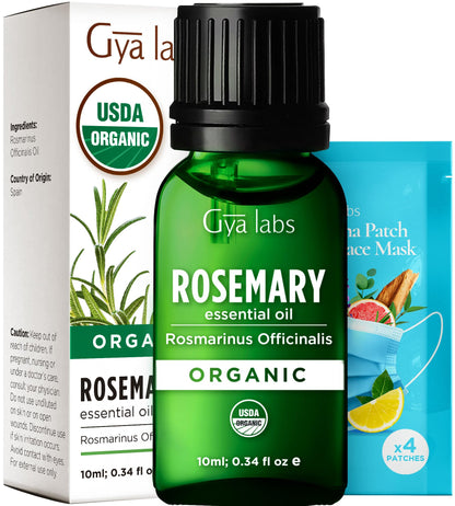Gya Labs Organic Rosemary Essential Oil 0.34 Fl Oz - Hair, Skin, Diffuser