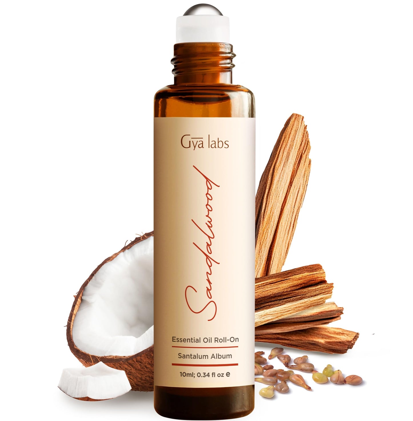Gya Labs Sandalwood Essential Oil Roll-On – 0.34 fl oz Travel Size for Skin & Aromatherapy