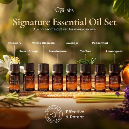 Gya Labs Signature Essential Oil Set (0.17 oz×8) – Diffuser & Aromatherapy Oils