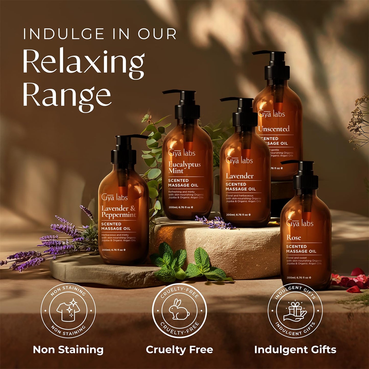 Gya Labs Soothing Massage Oil – 6.76 Fl Oz | Non-Greasy Formula for Sore Muscles & Deep Relaxation
