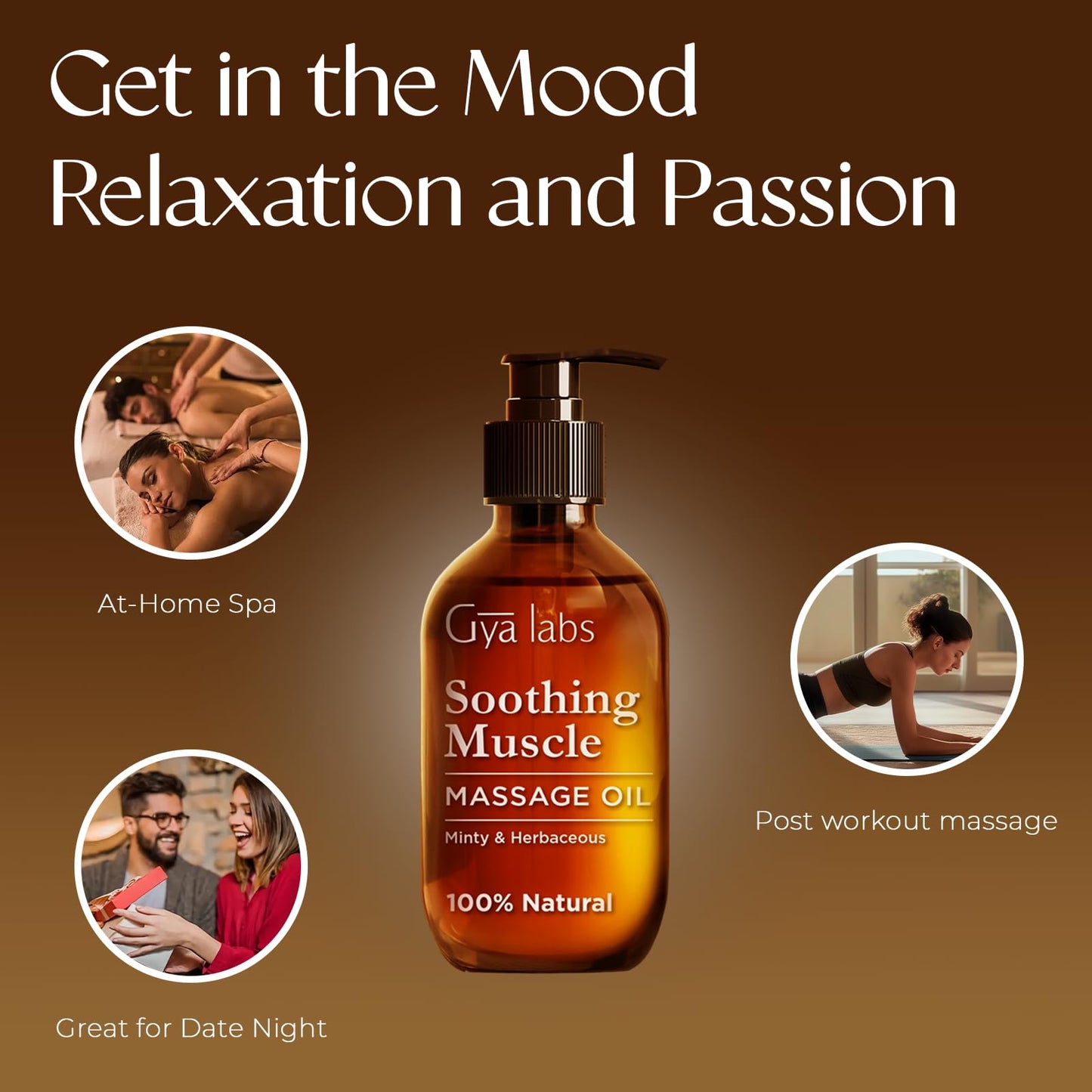 Gya Labs Soothing Massage Oil – 6.76 Fl Oz | Non-Greasy Formula for Sore Muscles & Deep Relaxation