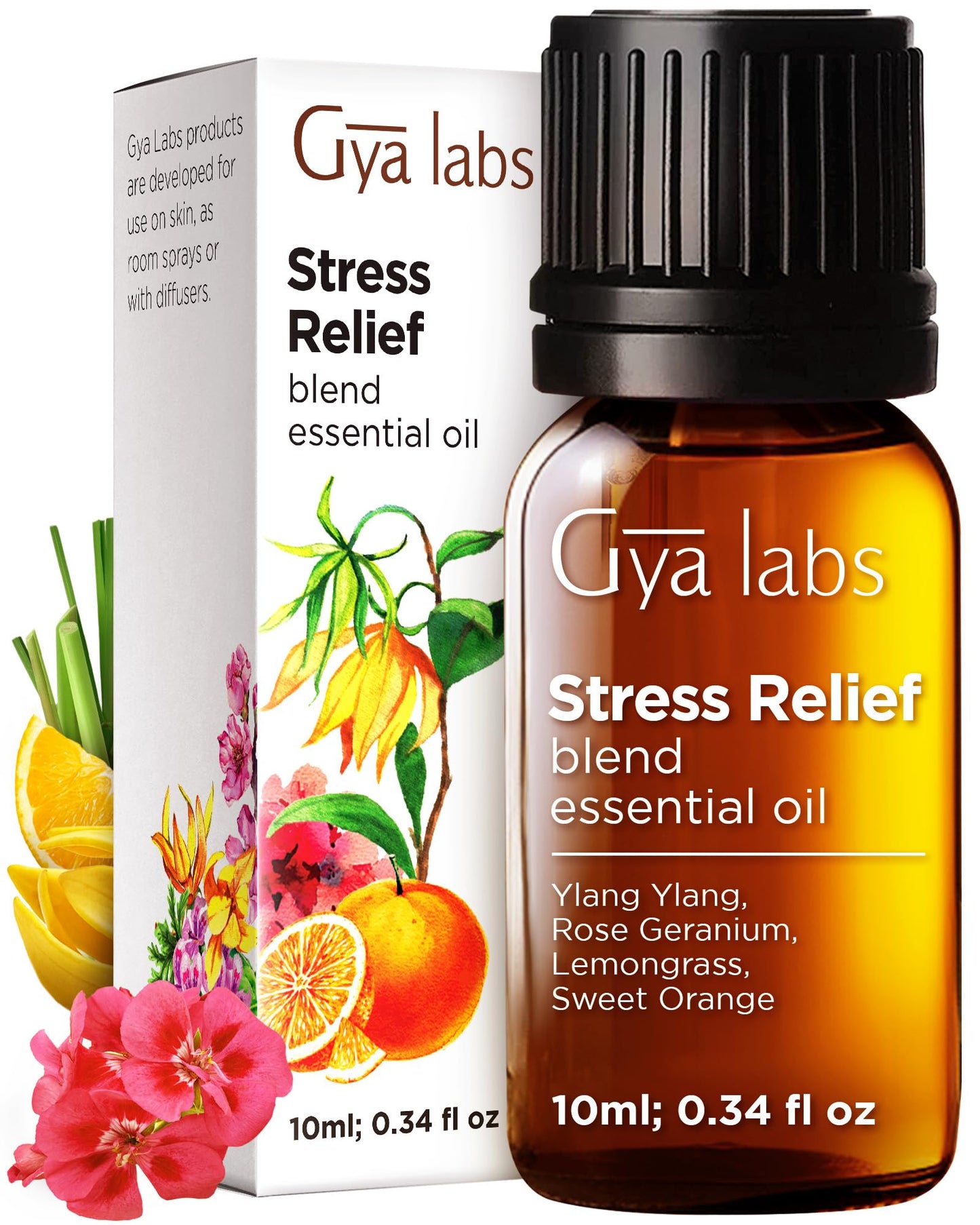 Gya Labs Stress Relief Essential Oil Blend – Diffuser & Aromatherapy, 0.34 Fl Oz