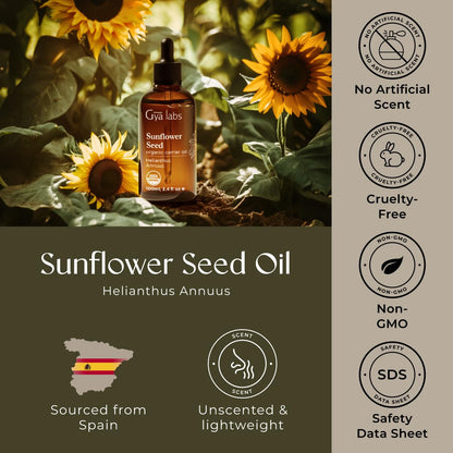 Gya Labs Sunflower Carrier Oil 3.4 oz – Hair, Skin, Face, Scalp & Body