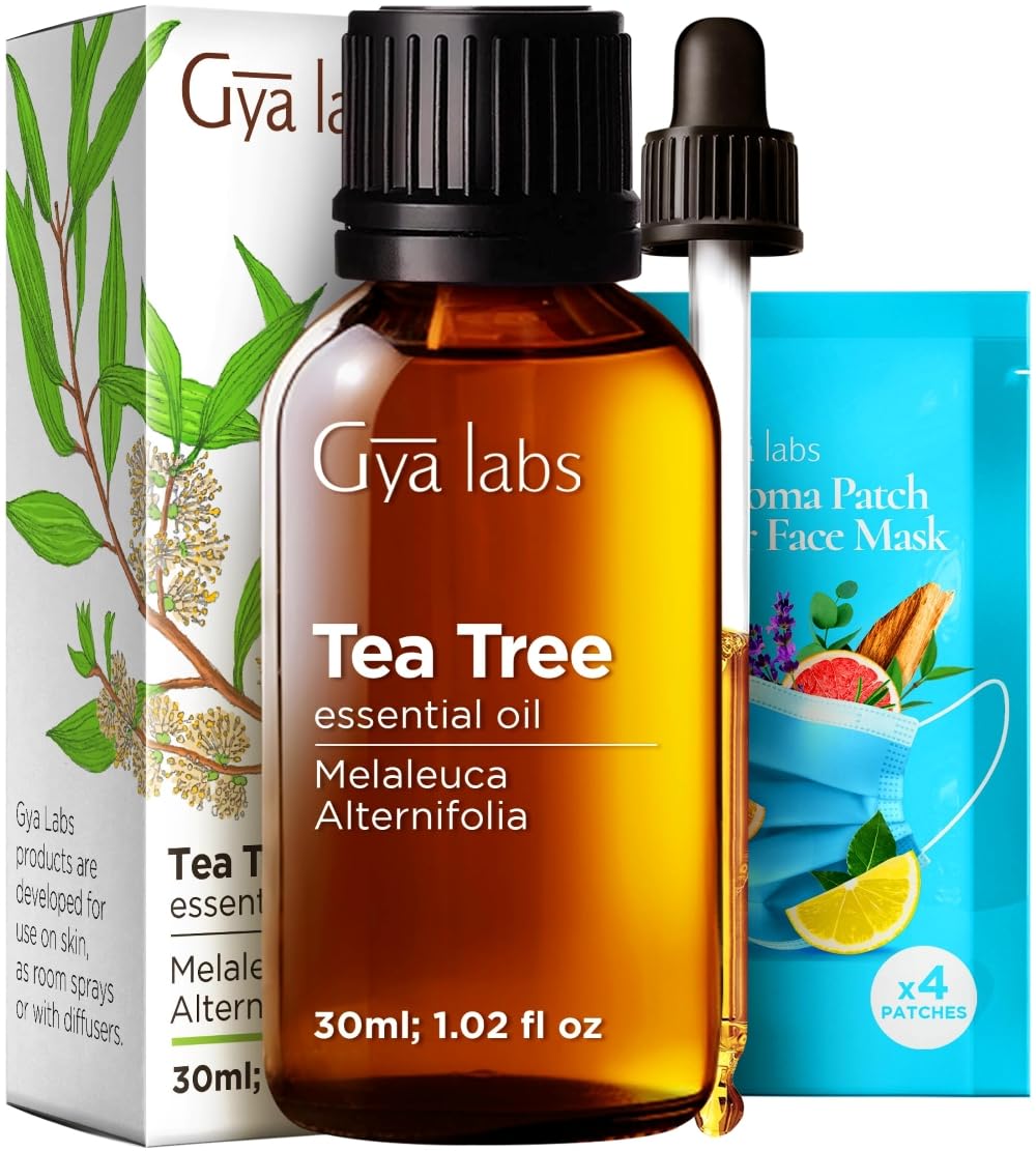 Gya Labs Tea Tree Essential Oil 1.02 fl oz – Diffuser, Skin, Hair, Nails, Aromatherapy, Soap & Candle Making