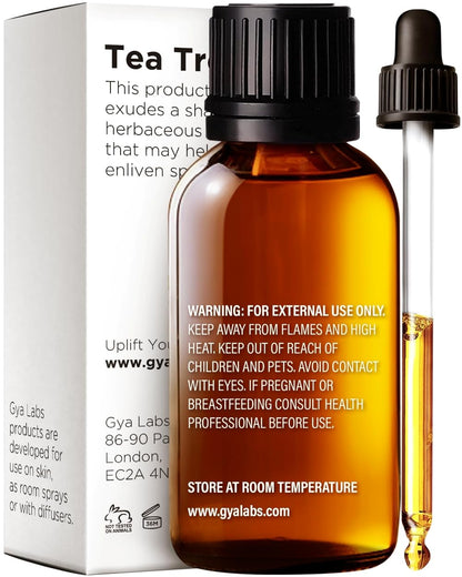 Gya Labs Tea Tree Essential Oil 1.02 fl oz – Diffuser, Skin, Hair, Nails, Aromatherapy, Soap & Candle Making