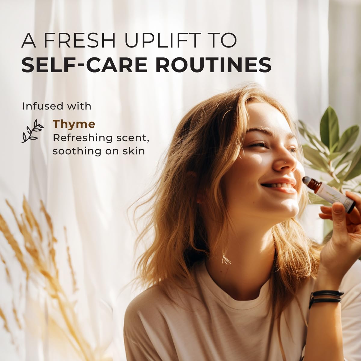 Gya Labs Thyme Essential Oil Roll On - 0.34 Fl Oz Travel Size Roller for Camping, Skin, Aromatherapy Relief, Convenience
