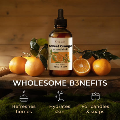 Gya Labs Orange Essential Oil – 4 Fl Oz | Premium Grade for Diffuser, Skin Care & DIY Candles