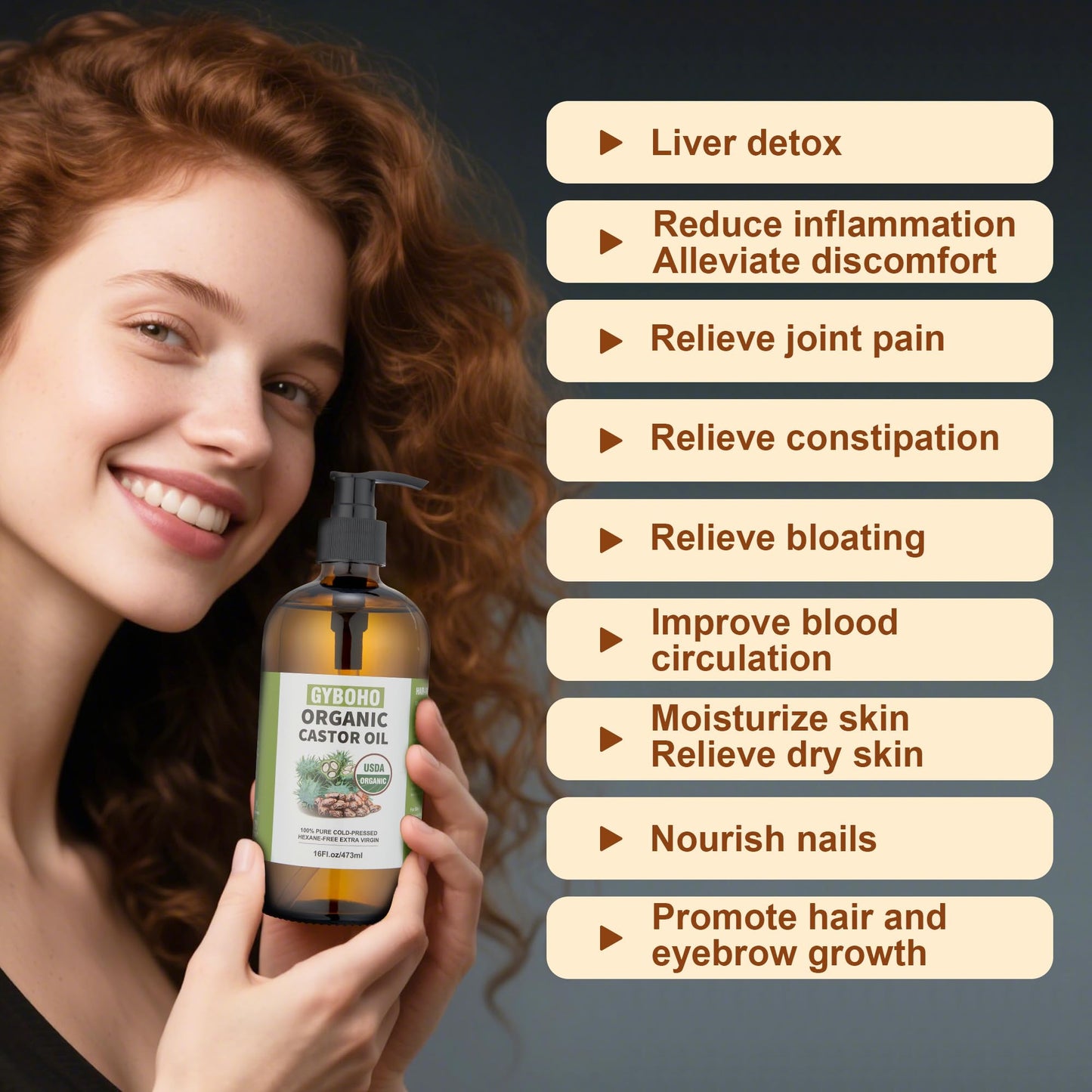 GYBOHO Castor Oil Pack Wrap + 16oz Organic Castor Oil with Patches - USDA Organic