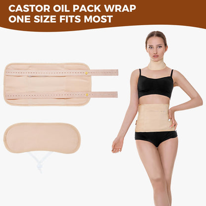 GYBOHO Castor Oil Pack Wrap + 16oz Organic Castor Oil with Patches - USDA Organic
