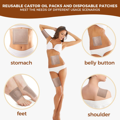 GYBOHO Castor Oil Pack Wrap + 16oz Organic Castor Oil with Patches - USDA Organic