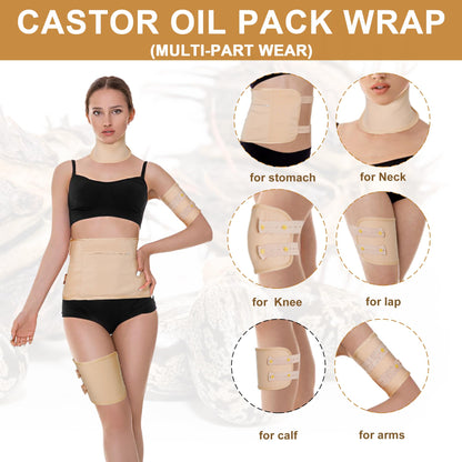 8oz Organic Castor Oil + 4 Reusable Pack Wraps – Eyebrow & Lash Care Kit