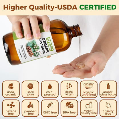 GYBOHO Castor Oil Pack Wrap + 16oz Organic Castor Oil with Patches - USDA Organic