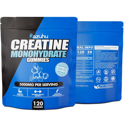 Pre Workout Creatine Gummies HCl Monohydrate | Blueberry 120 Gummies for Men & Women | Vital Source Whey Isolate